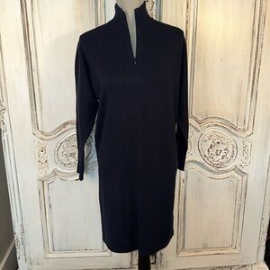 Club Monaco Dark Navy Sweater Knit MIDI Dress Chic Old Money Classic Level Up
